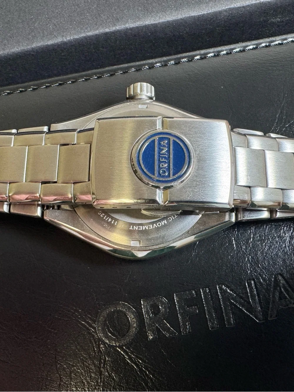 orfina founders edition automatic date stainless steel 42 mm wristwatch